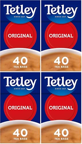Tetley Té Negro Original - Con teína - Caja 40 Saquetas (Paquete de 4)