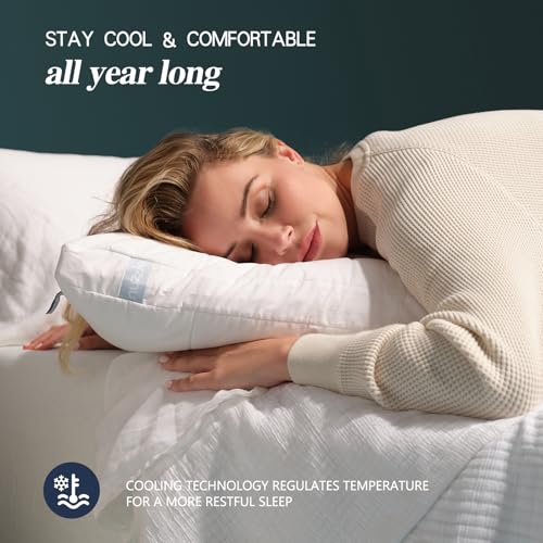 Image of Nuzzle Cooling Adjustable Pillow for Side Sleepers,Standard Size Bed Pillow 4 Pack - Hotel Luxury Neck Support, Height Adjust Soft Sleeping Pillow for Back, Stomach or Side Sleepers-Home Gift