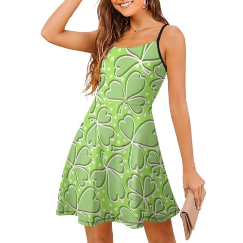 Robe d'été à bretelles St-Patrick pour femme jupe courte de plage sans manches