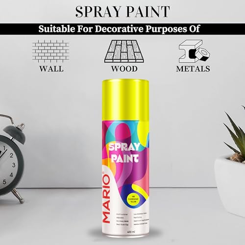 Image of Mario Spray Paint - 1005 Fluorescent Yellow (400ml) | Neon Yellow Spray Paint for High Visibility, Bikes, Helmets & Signage
