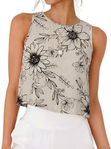 Image of IDEALSANXUN Womens Linen Crop Tank Tops 2026 Spring Summer Sleeveless Tops