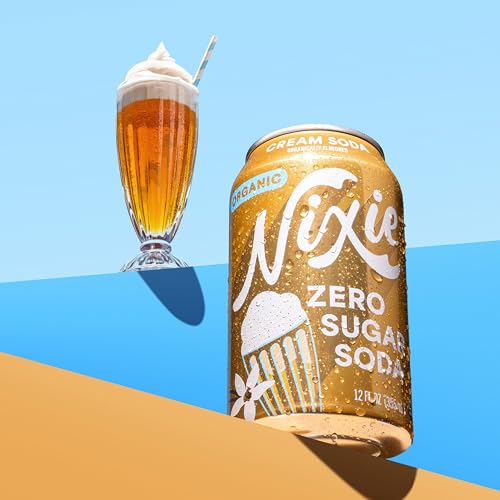 Image of Nixie Organic Zero Sugar Soda, Cream Soda, Healthy Soda Pop, Non-GMO, 0 Sugar, 0 Calories, Caffeine Free, 12oz Cans (12 Pack)