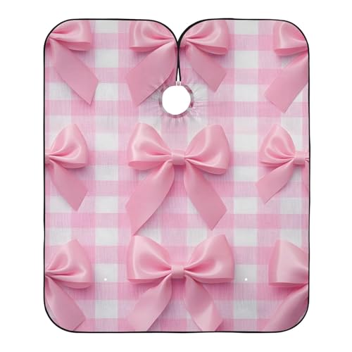 Hezely Pink Bow Hair Dye Cape, Barber Cape for Adults,Waterproof Salon Cape,Waterproof Hairdressing Styling Hair Cutting, 65