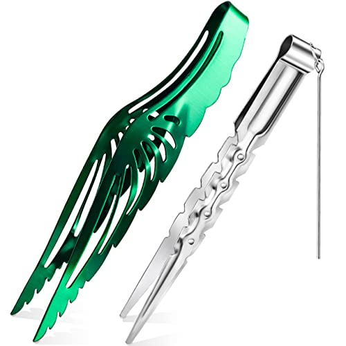 DFESKAH Set di pinze per narghilè, con pinza per carbone Wing da 23 cm e pinza per tabacco da 21,5 cm, accessorio per narghilè, colore verde