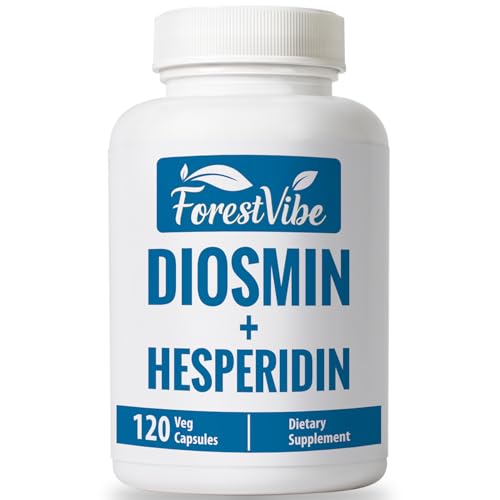 ForestVibe Diosmin Hesperidin 1000mg Complex Citrus Bioflavonoid Rich Fruit Extract 120 Vegan Capsules 2 Month Supply Non-GMO and Gluten Free Diosmin Supplement