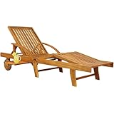 Casaria® Chaise Longue Jardin Exterieur Tami Sun en Bois D Acacia Chaise Pliante avec Roues Type Transat Bain De Soleil Chaise Bois pour Salon De Jardin Exterieur