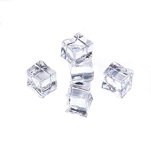 Cubos de hielo falsos acrílicos transparentes 20mm 50 piezas miniatura 2