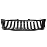 DNA MOTORING GRF-002-T2-BK Badgeless Fence Style Front Upper Bumper Grille Compatible with 07-13 Chevy Silverado 1500, Glossy Black