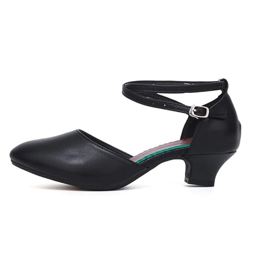 JUODVMP Niñas Punta Cerrada Estándar Bailes de Salón Latinos Zapatos Bombas Tacón Bajo Mujeres Boda Fiesta Modelo DYZPZK, 3.5cm, 37 EU