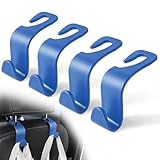 LivTee Car Seat Headrest Hook, Car Headrest Hidden Hook, 4 Pack Universal Auto Car Back Seat Hook Organizer for Purse Coat, Car Interior Accessories (Blue)