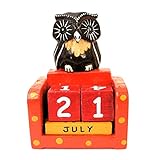 フクロウ 置物 グッズ カレンダー 卓上 置き型 お祝い プレゼント 敬老の日 開運 幸運 雑貨 ラッピング ギフト おしゃれ かわいい 木彫り オブジェ アート バリ島 [並行輸入品]