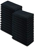 Corporate Hills CH 100% Ring Spun Cotton Salon Towel Pack of 24 Black 16" x 28" - Ultra Soft & Highl