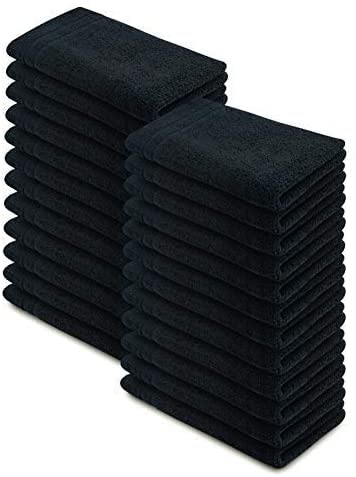 Corporate Hills Ch 100% Ring Spun Cotton Salon Towel Pack Of 24 Black 16" X 28" - Ultra Soft & Highly Absorbent Salon Towel Hotel & Spa Quality Hand Towels For Gym Salon Spa & Home Care (Black) #TOP29