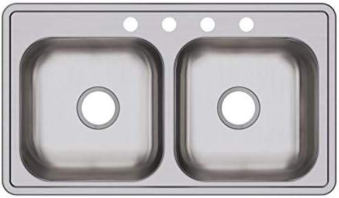 Elkay D233194 Dayton Equal Double Bowl Drop-in Stainless Steel Sink 33 x 19 x 6.5