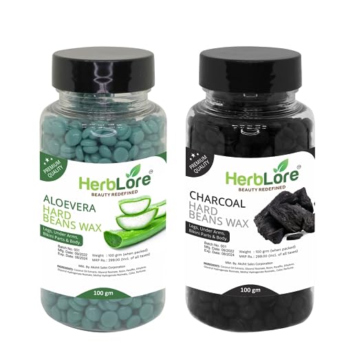 HerbLore Hard Hair Body Wax Beans - Charcoal + Aloe Vera Wax Beans (Combo Pack) (B0CGPMFGW2) Amazon Price History, Amazon Price Tracker