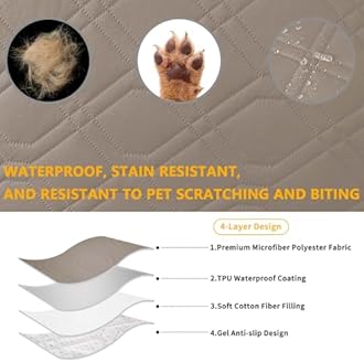 ZYXFYY 4 Pieces Click Clack Sofa Bed Cover 3 Seater, Quilted Convertible Folding Cover with 2 Removable Armrests and 1 Holders Covers (Taupe)