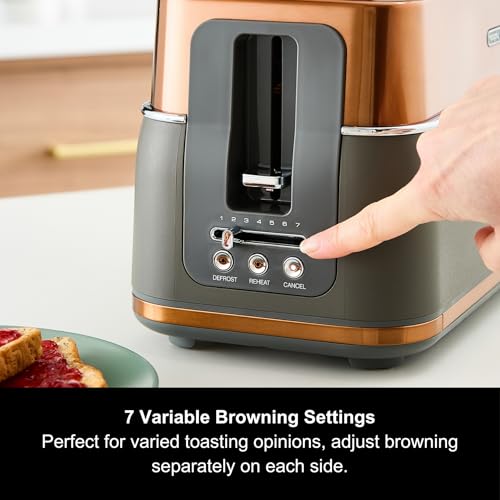 Morphy Richards Signature Opulent 4 Slice Toaster, 2 Slots, Browning Controls, Variable Width Slots, Removable Crumb Tray, Non Slip, 1800W, Copper, 245742 - Image 5