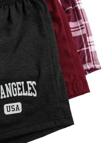 Image of WDIRARA Women's 3 Pack Plaid Letter Graphic Pajama Shorts Lounge Shorts | Elastic Waist ,Comfortable,Home Living,Sleepwear