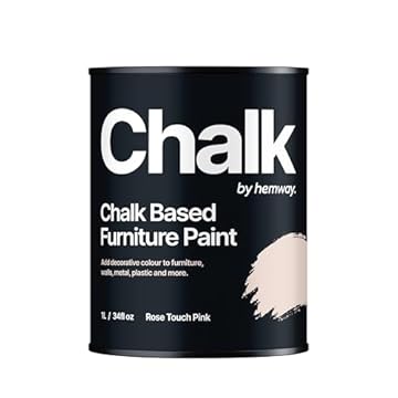 Hemway - Chalk Based Furniture Paint - Rose Touch Pink 1 L | Chalky Matt Shabby Chic Finish for Interior & Exterior Home Decor | Quick Dry & All-in-one