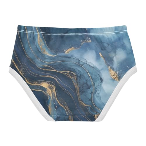 Girls' Cotton Briefs Organic Underpants for Toddlers Marble Style Plaid Design2