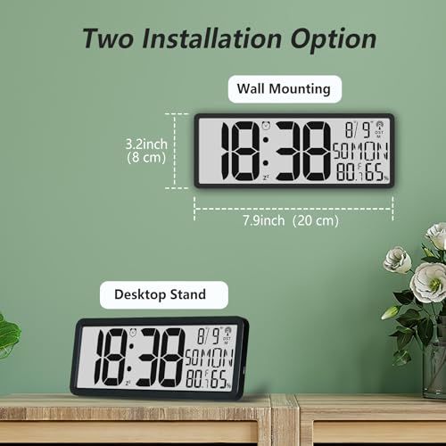 Reloj digital LCD atómico de sobremesa con pantalla de 7.8 pulgadas para el hogar y la oficina 5