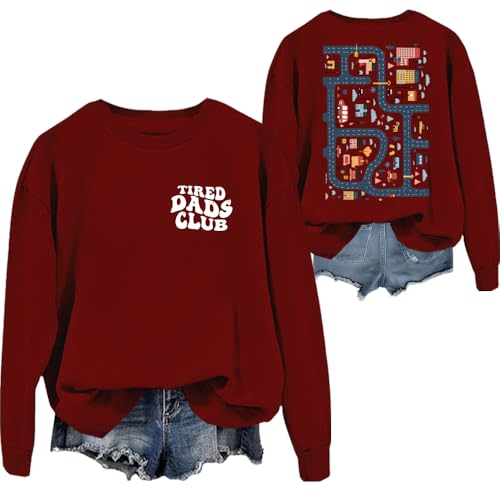 Tired Dads Club - Sudadera con diseño de pista de coches de carreras en la parte trasera para papá y hombre, Burdeos, M