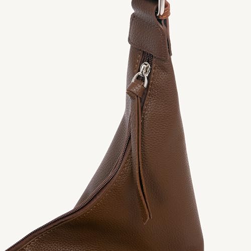 Image of NEWBELLA Women's Hobo Purse - Faux Leather Shoulder Bag & Tote Handbag, Spacious Work Bag for Commute & Daily Use (Coffee-Large Hobo)