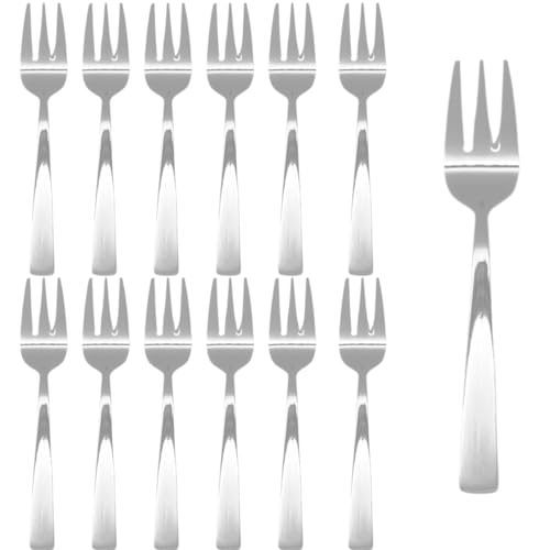 12 x Stainless Steel Tulip Cake Forks Mini Dessert Forks 14cm/5.5'' Elegant Cutlery Set for Cakes, Pastries & Appetisers – Durable, Rust-Resistant Flatware for Home, Café & Restaurant Use