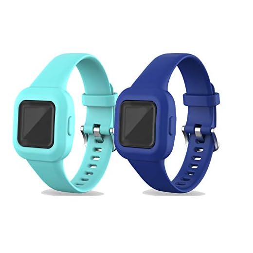 RuenTech Juego de 2 bandas de repuesto compatibles con Garmin Vivofit JR.3 Kids Pulseras de silicona de repuesto para pulseras (verde y azul oscuro)