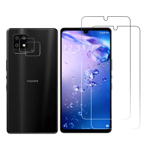【4枚入り】FOR AQUOS zero6 SHG04 用のガラスフィルム(2枚入)+ FOR AQUOS zero6 SHG04 用のカメラフィルム(2枚入)超薄型 硬度9H 指紋防止 日本旭硝子製 for AQUOS zero6 SHG0 対応 保護フィルム 飛散防止 / 耐衝撃 / 気泡ゼロ 液晶フィルム PCduoduo