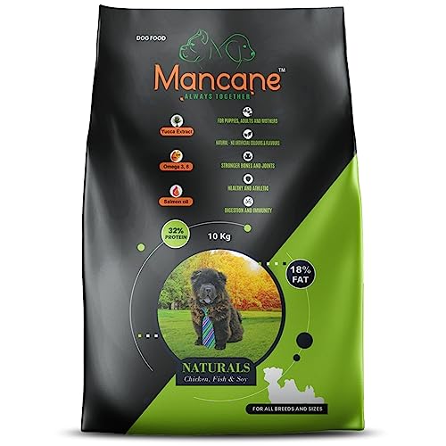Mancane Naturals Healthy Pet Dry High Protein Dog Food – Real Chicken,Fish, and Soy All Breed Puppies Adults and Mothers – 10KG