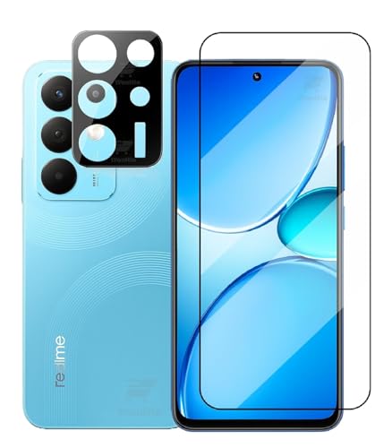 WonReza® [1+1 Tempered Glass for Realme Narzo 90x 5G with Camera Glass Protector Edges to Edge Screen Guard Protector 9H Hardness - (Pack of 2)