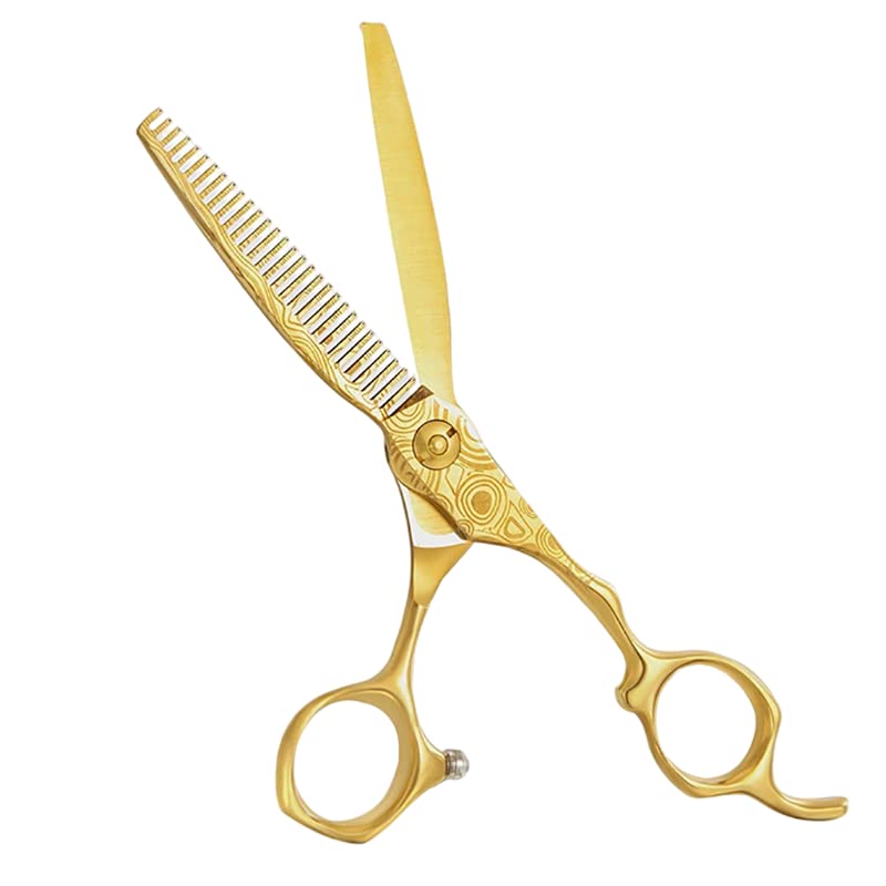 Forbici da taglio per capelli, 15,2 cm, taglio estetico, parrucchiere, barbiere, damasco, in acciaio inox, per taglio a caldo e diradamento
