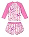 TUONROAD Girls Swimsuit Size 6 Pink Bow Pattern Long Sleeve UPF 50+ Rash Guard Bathing Suits for Girls Summer Fashion Two Piece Children Swimwear Set with Cover Short for Surfing