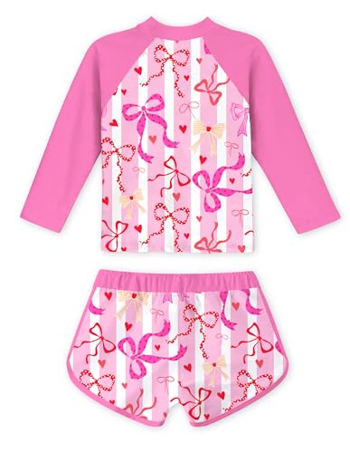 Image of TUONROAD Girls 2 Pieces Rash Guard Swimsuit Long Sleeve Tankini for 4-10 Years