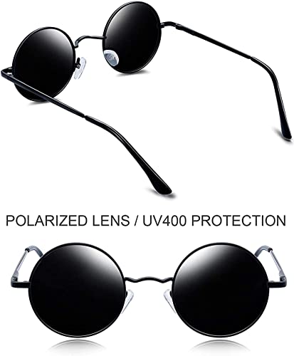 Joopin Black Hippie Round & Semi Rimless Sunglasses Bundle, Unisex Polarized Sun Glasses UV Protection Classic Shades for Women Men Sunnies4