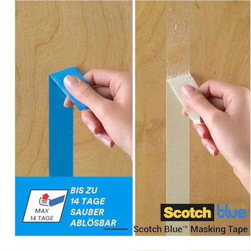 ScotchBlue Premium Malerabdeckband Multi-Surface, 24 mm x 41 m - Scotch Klebeband für Malerarbeiten und Dekoration zum Streichen, Lackieren, Renovieren - Abklebeband/Kreppband, 3 Stück - 70% PEFC