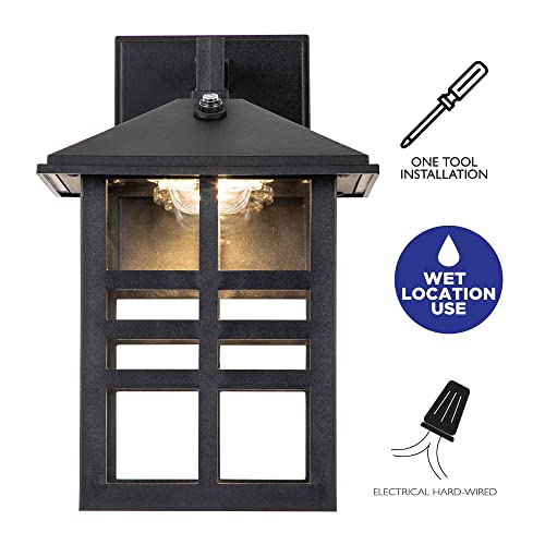 C Cattleya Dusk To Dawn Outdoor Wall Lantern Sconce Led 1-Light Black Exterior Porch Light Fixture With Clear Glass Shade For Front Porch Back Door Patio Garden Entrance Hallway Seaside House thumb #4