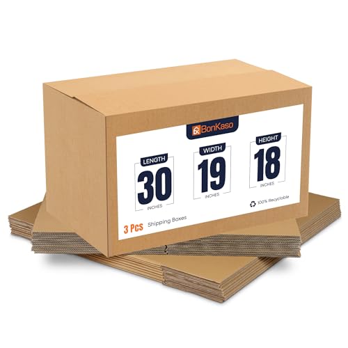 Image of BonKaso 5 Ply Corrugated Boxes for Packaging | 30 inchx19 inchx18 inch (Pack of 5) | Brown Cardboard Packing Boxes for Shipping, Moving & Storage | Large Carton Boxes for Courier & Goods Transportation