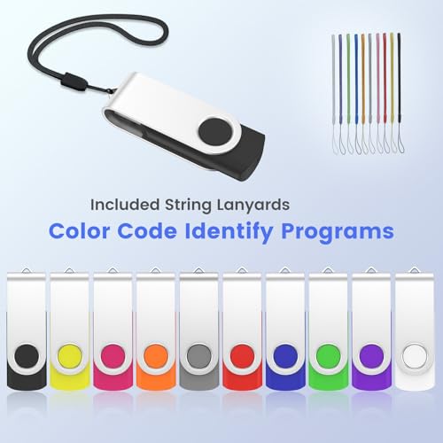 ABLAZE USB Stick 8GB 10er Pack, Bunte USB 2.0 Speicherstick 8GB Memory Stick mit Schlüsselbändern (10 Farben)