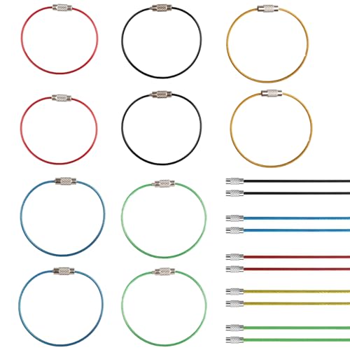 Shuqio 10 Stück Schlüsselringe Drahtseil Bunt, 5 Farben...