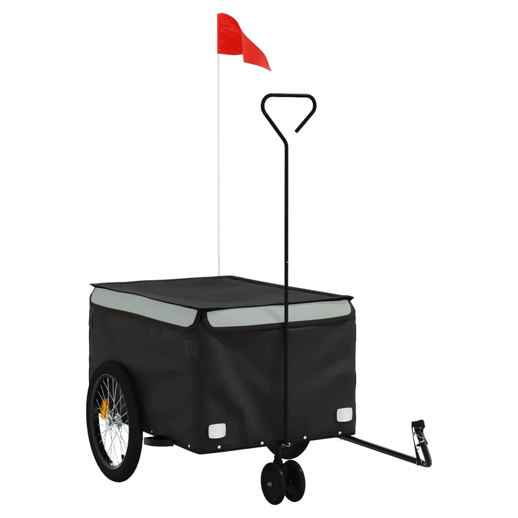 vidaXL Remolque para Bicicleta Hierro Negro y Gris 30 kg