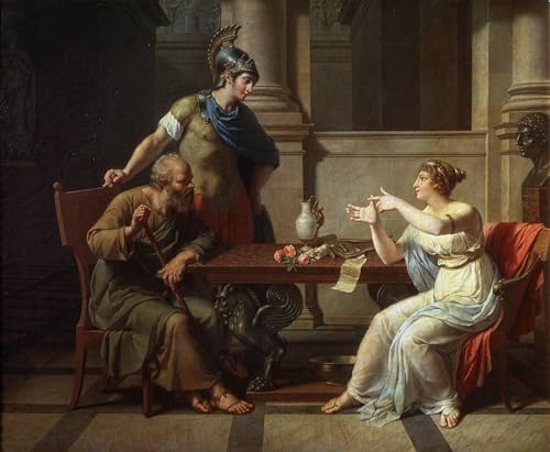 Toile moderne 60x90cm de Nicolas André Monsiau, affiche Socrate et Alcibiade