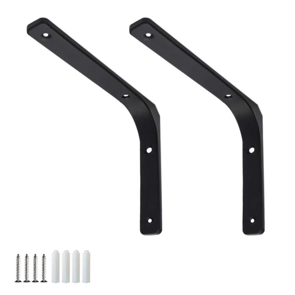 2 Pieces Heavy Duty Shelf Brackets Shelf Support L Shape 90 Degree Corner Bracket Wall Shelf Bracket with Screws for Home Kitchen Office Shelves Black 10 x 10 cm