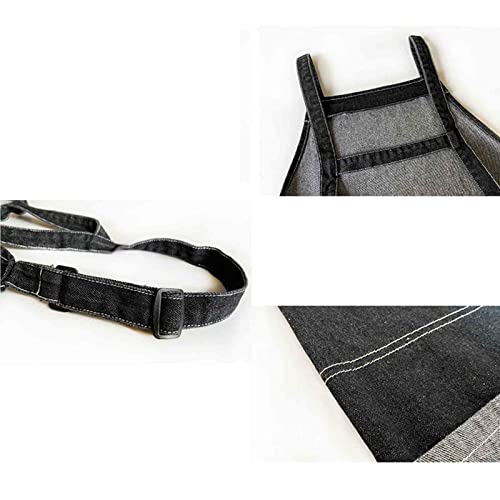 Delantal de Barista Delantales de Mezclilla para Mujer para Hombre Delantal de Mezclilla para Estilista con Bolsillos en la Espalda Cruzada para camareros de Barbacoa