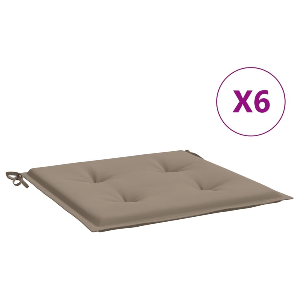 Sitzkissen Outdoor 6er Set Taupe 50 x 50 x 3 cm Oxford Atmungsaktiv Mit Schaumstofffaser Für Gartenstuhl Balkon Terrasse Und Lounge