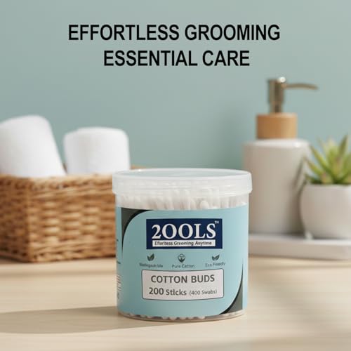 Image of Cotton Buds, Gentle Cotton Swabs for Personal Hygiene and Beauty - 200 Sticks (400 Swabs)