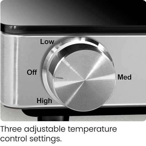 Chefman Compact Glasstop Warming Tray with Adjustable Temperature Control Perfect for Buffets, Restaurants, Parties, Events, Home Dinners and Travel, Mini 15x12 Inch Surface, Keeps Food Hot, Black - image 4