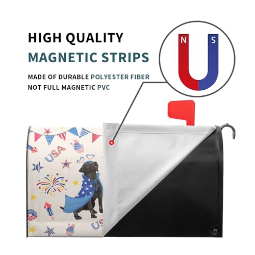 Image of 25.5 inchx21 inch Patriotic Dogs Mailbox Cover Magnetic 4th of July Puppy Waterproof Mailbox Wrap Independence Day USA Stars Letter Post Cover Large Size for Garden Yard Outdoor Decor