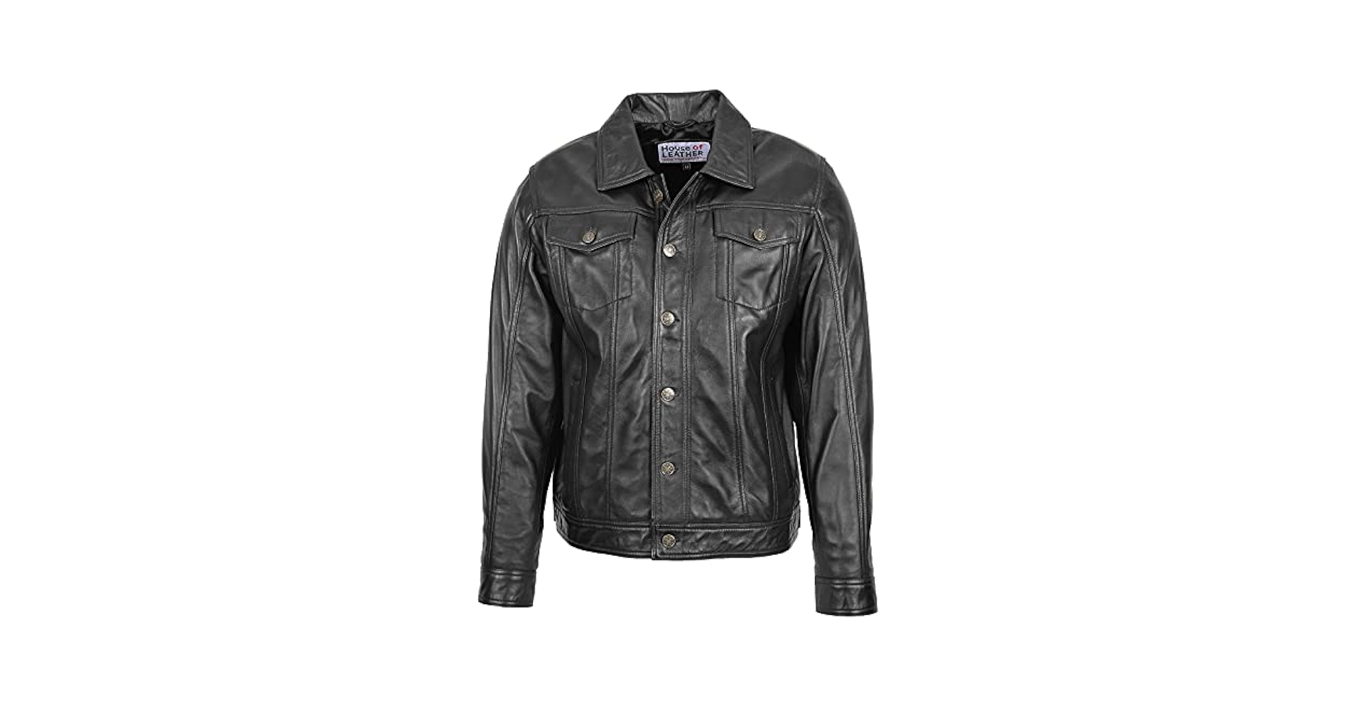 Mens Real Leather Trucker Jacket Lee Rider Style Terry (S